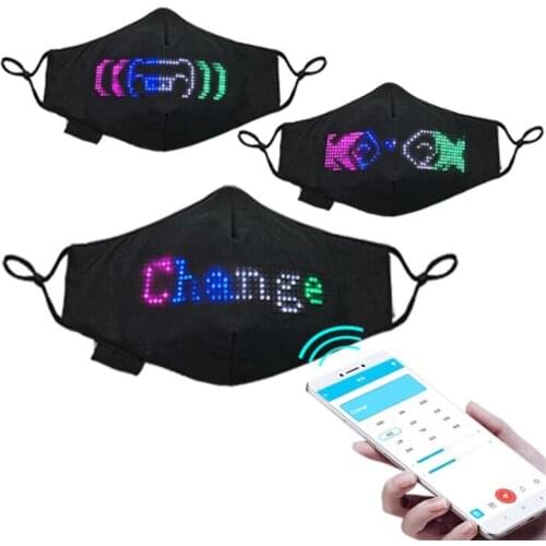 USB Rechargeable Bluetooth APP Control Unisex LED Rave Mask Image Text Animation Editable Light Mask for Parties X'mas Halloween
