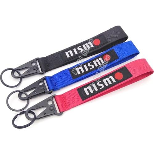 Car Seat belt material nylon embroidery nismo Car keyring For NISSAN Sunny Juke Qashqai Almera Teana Tiida Keychain Accessories