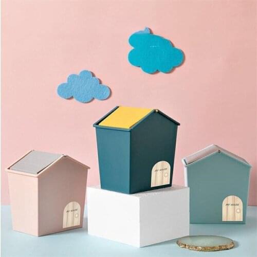 Mini Rolling Cover Type Bathroom Trash Bin House Style Plastic Desktop Flip Trash Can Storage Living Room Bedroom Waste Bin