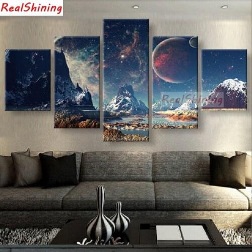 5pcs DIY Diamond Painting Outer planet scenery Full Square Diamond Embroidery Mosaic Picture Of Rhinestone H1857