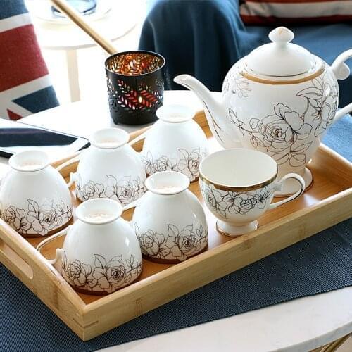 8pcs set. fine bone china espresso cups set, porcelain gold floral tea set, coffee cup set tea party, vintage service a cafe