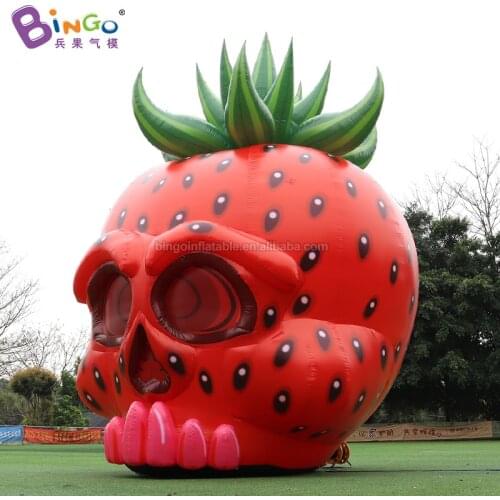 Customized 4.2x4x5 Meters Inflatable Strawberry Skull Head Air Blown Fruit Balloon for Party Event Decoration Toys