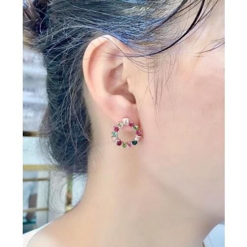 New Arrival Natural and Real Natural And Real Tourmaline Earring 925 sterling silver Fine jewelry Tourmaline Earring