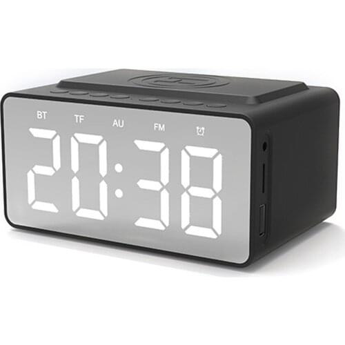 Portable Bluetooth Speaker Subwoofer Double-horn Alarm Clock Wireless Charging Support TF Card U-Disk AUX FM Radio Hands-free