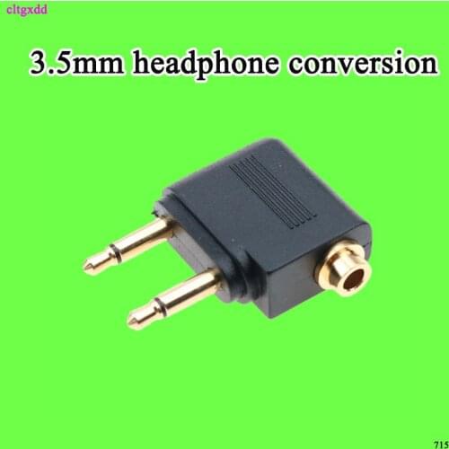 Cltgxdd Gold-plated 3.5mm to 2 x 3.5 mm Stereo Ear Audio Adapter for Headset Headphone Jack to Air Aircraft Airline Airplane