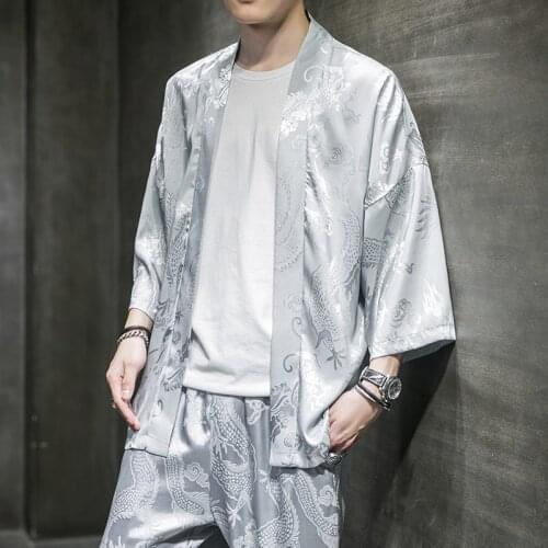 Shirt Jackets Men Chinese Streetwear Kimono Shirt Coat Men Cardigan Jackets Coat Plus Size