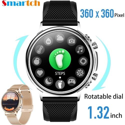 Rotary Dial Smartwatch Men Waterproof Band Heart Rate 13.2 inches 360*360 Pixels Big Screen Smatwatch CF81 Women For Android IOS