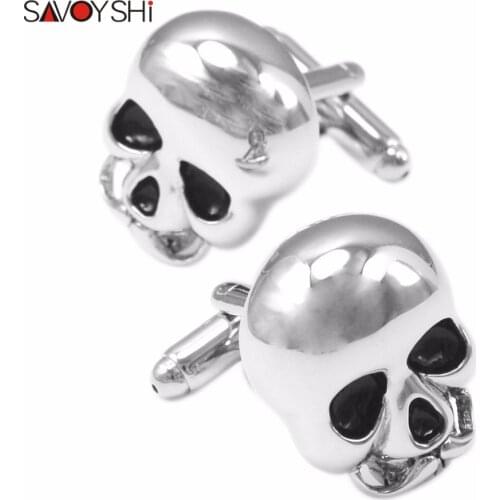 SAVOYSHI Novelty Skull Cufflinks for Mens Shirt Accessories High Quality Cuff buttons Fashion Men Brand Jewelry Gift