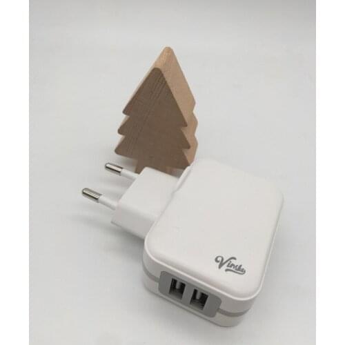 VNSTRIP EU plug 2 USB port wall charger 2.4A per port 4.8A output Travel charger with EU plug for iPhone iPad Samsung Xiaomi HW