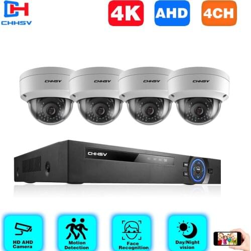 CHHSV 4CH 6 in 1 4K AHD DVR Hybrid Video Recorder Support 5/8MP AHD Camera 8MP HD Camera CCTV Home Security System Onvif