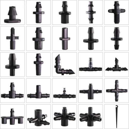 Garden Irrigation Connectors Barbed Single Double Tee Elbow Drip Arrow Cross Coupling Watering Fitting For 3/5 4/7mm Hose