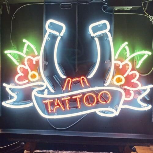 Decorative Light Tattoo with Horseshoe Positive Routines Studio Room Advertise Neon Light Lamps Enseigne Lumineuse Handmade