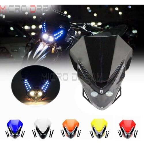 Off-Road LED Vision Headlight Supermoto Head Lamp Front Lighting For Kawasaki KX KLX KLR KDX SUZUKI DR-Z 400 SMR SMC XCW EXC XR