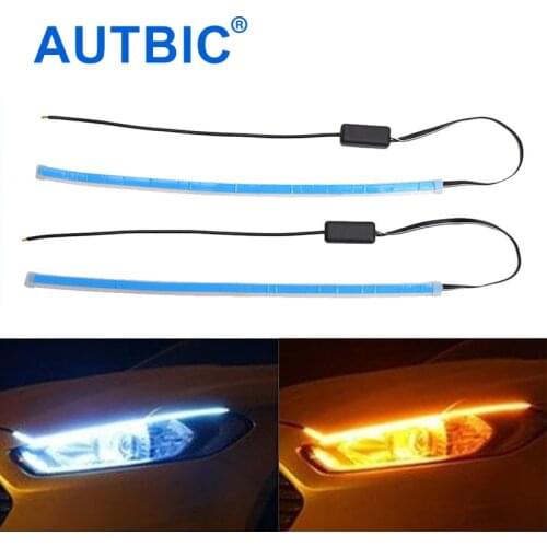 AUTBIC LED Strip DRL Trun Light 12V 30CM 45CM 60CM Daytime Running Lamp Car Styling Flow Guide Aumber Signal Lights