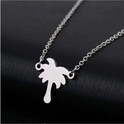 Bijoux Tattoo Choker Necklace Coconut Tree Plant Necklaces Pendants Chain Gold Palm Tree Necklaces Stainless Steel Jewelry S1978