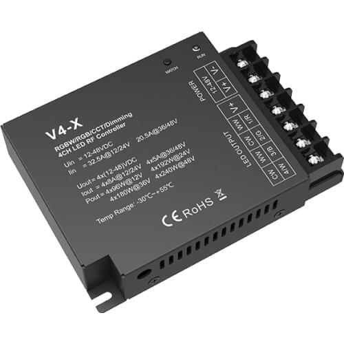 V4-X DC12V-24V 4CH*5A Constant Voltage 4 Channel Wireless Receiver Led Controller Dimmer for Single Color RGB RGBW Strip Use