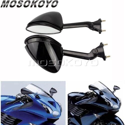 1 Pair Street Motorcycle Side Rear View Mirror Black Rearview Mirrors For Kawasaki ZZR1400 ZZR 1400 ZX14R 2006-08 2009 2010