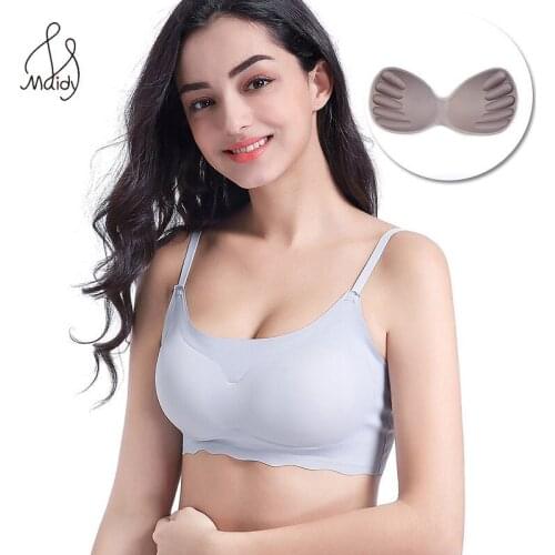 Maidy Women Seamless Bralet Ruffles Brassiere Push Up Vest Ultra-thin Sleep Anti-Expanding Wire Free Anti-Shock Bras 32A-40D