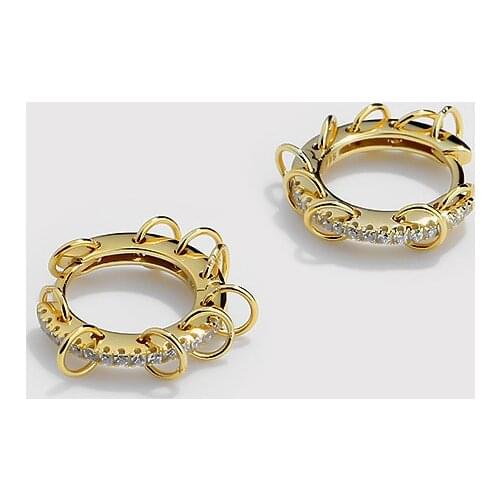 100% Authentic 925 Sterling silver CZ Set Lucky Circles Ear Hoop Earrings Piercing Fine Jewelry C-F21062301