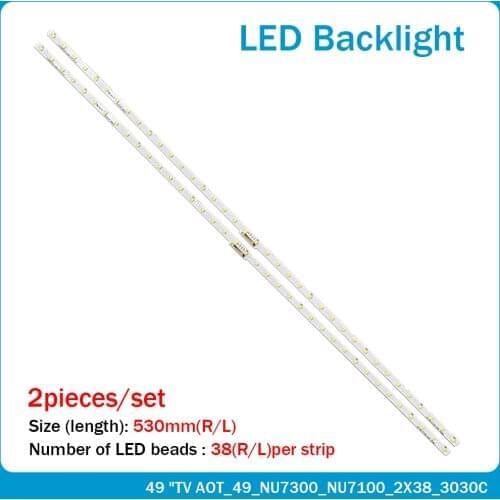 2pcs LED Backlight Strip for 49NU7100 UE49NU7300 UE49NU7170 UE49NU7140U UE49NU7100K BN61-15483A MET49BL Y18 BN96-45953B 45953A