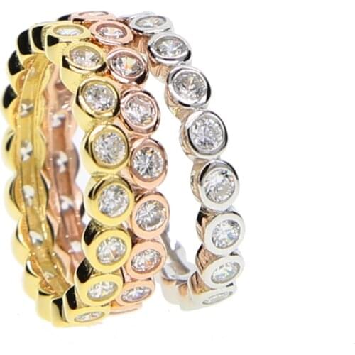 2017 jewelry stackable bezel cz wedding engagement eternity band 925 stelring silver three color stack ring set