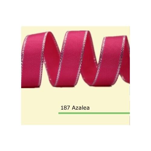 3/8" inch (9mm) Grosgrain Ribbon With Silver Glitter Edge 21 colors in stock