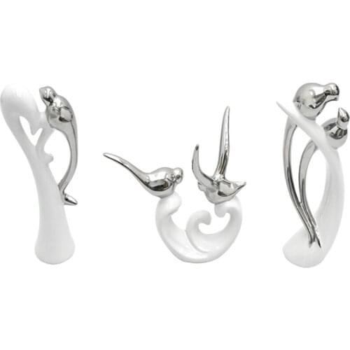 3pcs/set Creative Europe Style Love Birds Ceramic Decoration Crafts Figurines Miniatures Home Decoration Wedding Gift Ornament