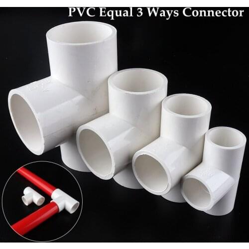 5~30pcs Inner Dia 20~50mm PVC Pipe Equal Tee 3 Ways Connector Fittings Irrigation System Water Supply White Hard Tube Connectors
