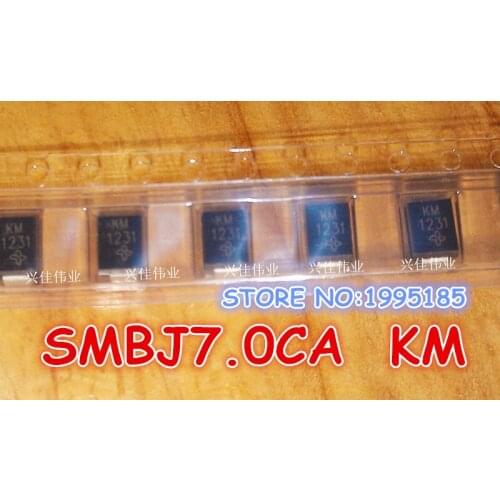 50pcs/lot SMBJ7.0CA 7V KM two-way SMD TVS Diodes DO-214AA (P6KE7.0CA silkscreen KM)