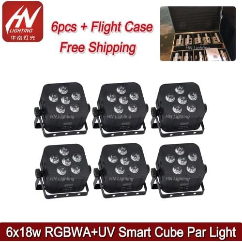 6pcs 6*18W 6IN1 RGBAW UV Battery Powered Wireless LED Par Light Stage Lighting For Event Party With Remote Control