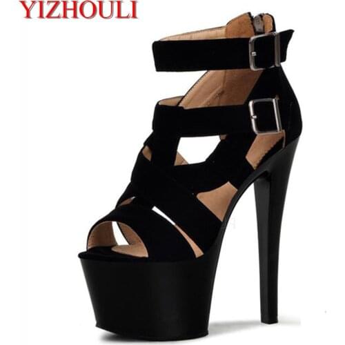 Shoes for shoes in the summer of 2018, 17 cm high shoes, high sandals and black shoes