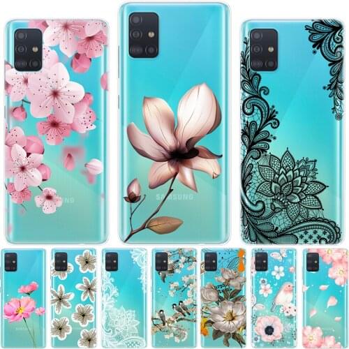 Flower Rose Floral Soft Silicone Case Cover For Samsung A51 A71 A70 A50 A30 A10 A01 A81 A91 S9 S10 S20 Plus Ultra Note 10 Lite