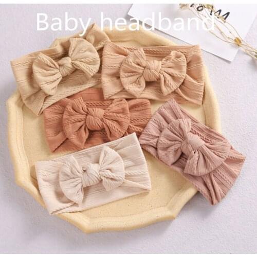 15 Colors Cable Bow Baby Headband for Child Bowknot Headwear Cables Turban for Kids Elastic Headwrap Baby Hair Accessories