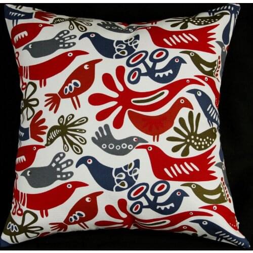 EA357 Plain birds Blue Red Green White Grey Gray ivory Printed A grade 100% Cotton Canvas Cushion Cover Pillow Case (Custom Size