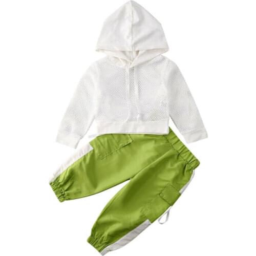 1-6Y Toddler Kids Baby Girl Infant Clothes Sets Net Hooded T-shirt Top Pants Outfit Casual Sets Tracksuit