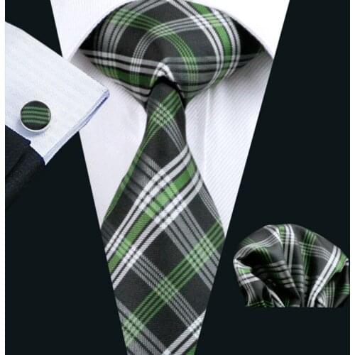 Ties For Men 100% Silk Plaid & Check Jacquard Woven Tie Hanky Cufflink Set For Formal Wedding Business Party Free Postage LS-906