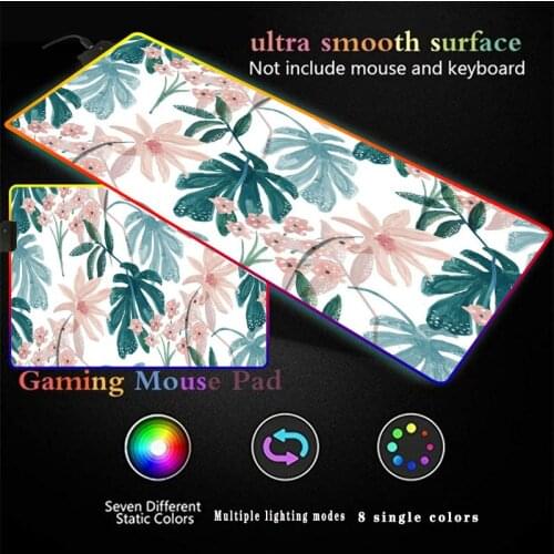 Banana Leaf Gaming Mouse Pad RGB Large Mouse Pad USB LED Lighting Backlight Rainbow Computer Pad Rubber Keyboard Desk Pad