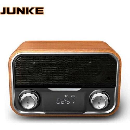 JUNKE 2.0 Stereo Wooden Clock Bluetooth Speaker FM Radio Portable Speakers Mp3 Play Super TF U DIsk Loudspeaker Computer Column