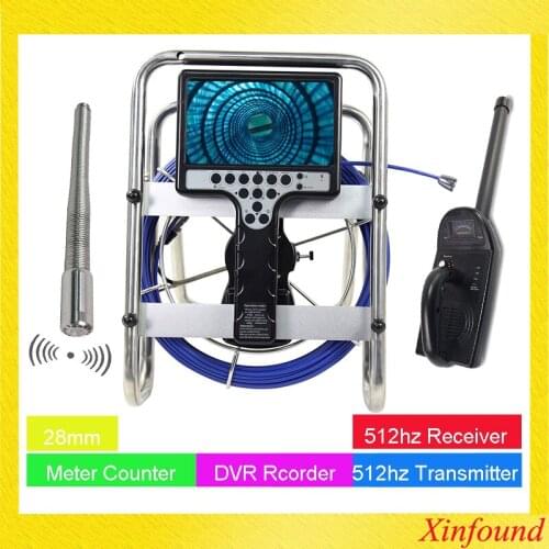 23mm Auto self balancing DVR counter Endoscope pipe camera pipe inspection camera with 512hz sonda transmitter and 512hz locator