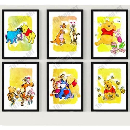 Disney Canvas Painting Winnie The Pooh and Friends Poster and Print Wall Art Picture for Kids Room Decor Home Decoration