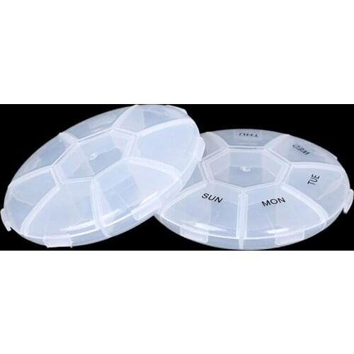 Circular Pill Box 7 Slots Round Daily Weekly Tablet Pill Case Splitter Medicine Pill Case Medicine Holder Organizer Dispenser