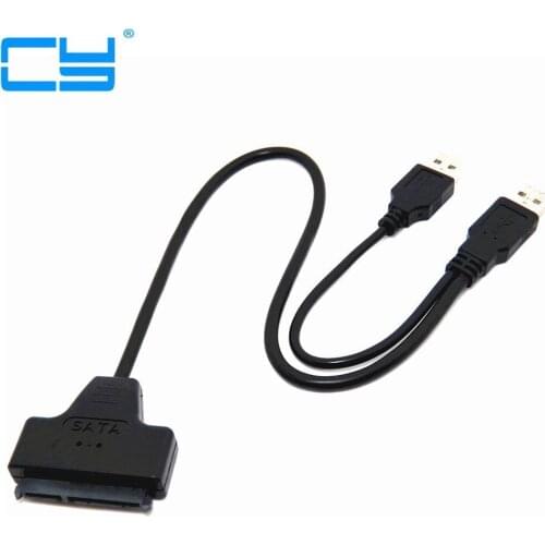 VENDA QUENTE Luz Negra Pin Cabo Adaptador USB 2.0 para SATA 7 + 15 Pin Pin 22 a 2.5 HDD unidade de Disco Rigido Com Cabo De Ene