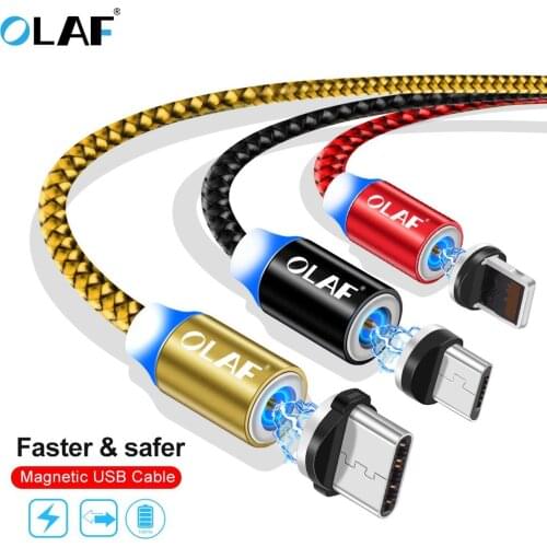OLAF Magnetic USB Cable 1M 2M Fast Charging Cord For iPhone Xs Max Type c cable for Samsung S8 Xiaomi Huawei Mate 20 phone cord