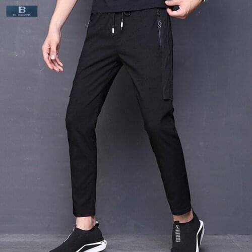 2018 Men Casual Pants Cotton Polyester Sweatpants Soft Breathable Black Male Trousers Autumn Slim Fit Joggers Size 28-38