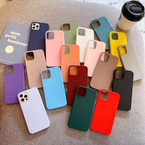Soft Silicone Case For iPhone 11 12 Pro XS Max XR X 10 8 7 6 6S Plus 7Plus 8Plus 6Plus SE 2020 Fashion Candy color Couples Cover
