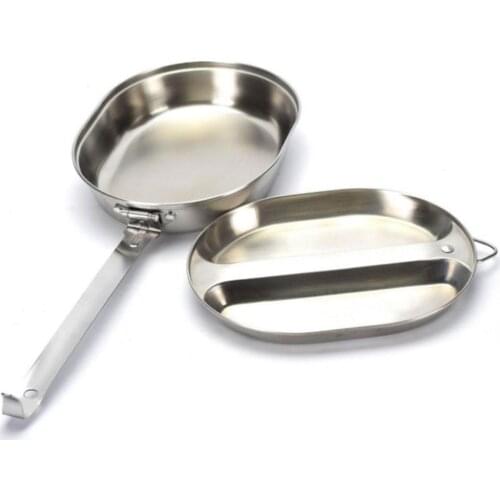 Outdoor Tableware Stainless Steel Frying Pan Mess Kit For Camping