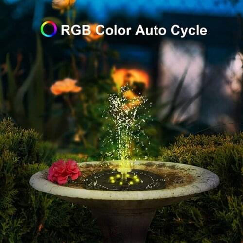 Solar Fountain Pump Floating Water Fountain with Colorful Light Solar Powered Fountain Pump for Bird Bath Pond Fish Tank