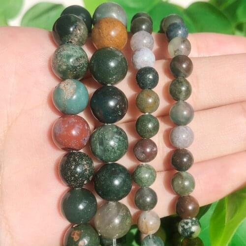 Natural Smooth Indian Agates Stone Beads Round Loose Spacer Beads For Jewelry Making DIY Bracelet Necklace 15'' 4/6/8/10/12mm