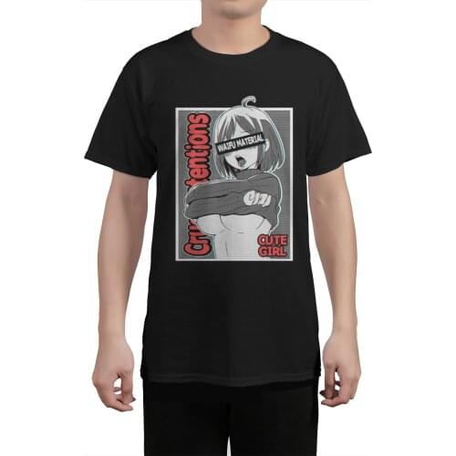 Newest Anime Cute Girl Ecchi Waifu Material, Gift For Lewd Otaku T Shirt Men Cotton Tshirt Hip Hop T