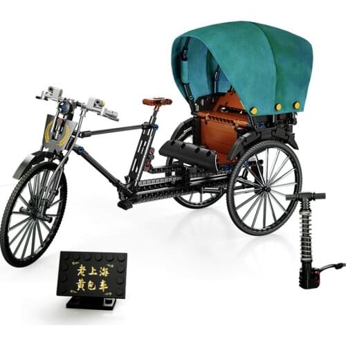 NEW Serise Rickshaw Nostalgia Bicycle Retro Bike Inflator Supercar Race Car Sport Building Blocks Bricks Sets Kits Model